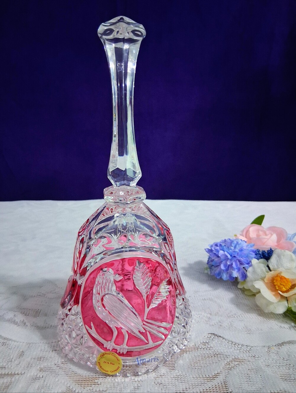 Vintage Hofbauer Byrdes Crystal Bell – Ruby Red 7.5"